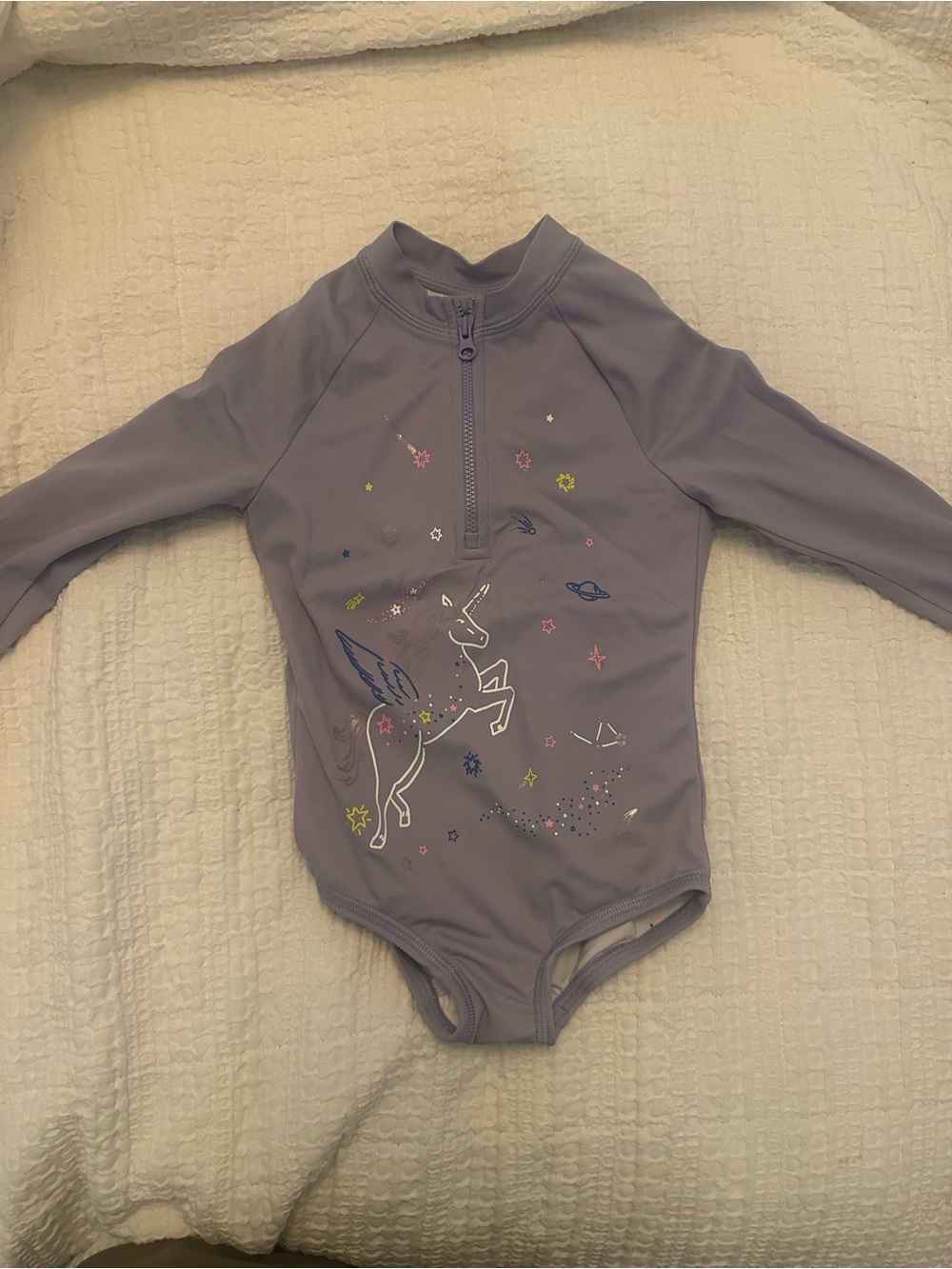 Hanna Andersson Lavender Long-Sleeve Unicorn One-Piece Swim Rash Guard
